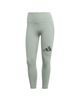 ADIDAS | Damen Fitnesstight Optime Stash Pocket Training Floral Logo 7/8 | olive