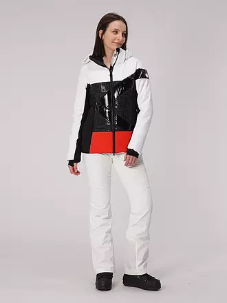 SPORTALM | Damen Skijacke in gekonntem Materialmix und Colour Blocking | schwarz