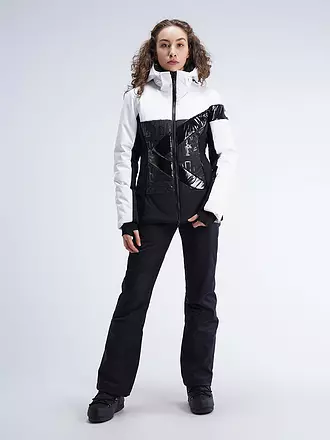 SPORTALM | Damen Skijacke in gekonntem Materialmix und Colour Blocking | schwarz