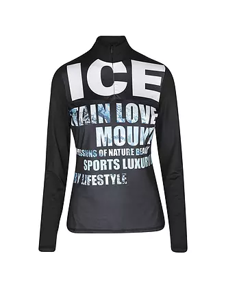 SPORTALM | Damen Unterzieh Zipshirt mit Wordingdruck | schwarz