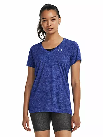 UNDER ARMOUR | Damen Fitnessshirt UA Tech™ Oberteil mit Twist-Effekt und V-Ausschnitt | blau