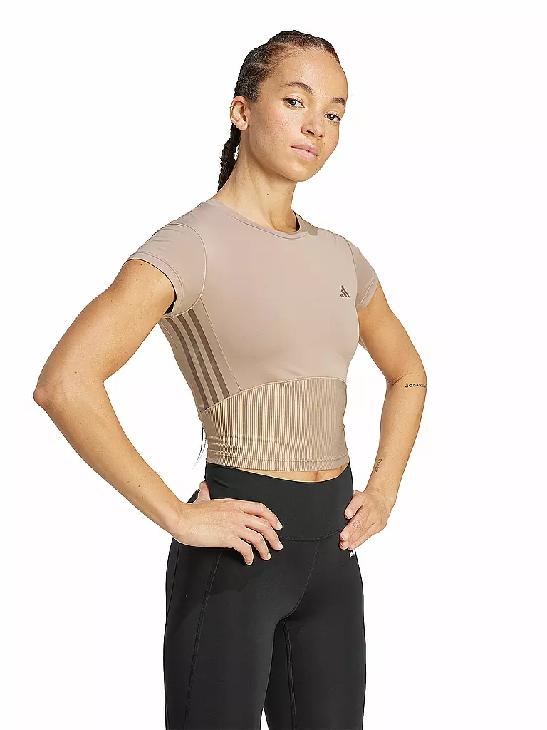 ADIDAS | Damen Fitnessshirt Hyperglam Ripp-Baby | braun