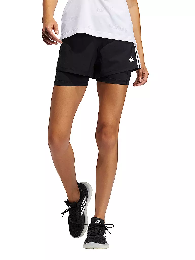 ADIDAS | Damen Fitnessshort Pacer 2in1 3-Streifen | schwarz