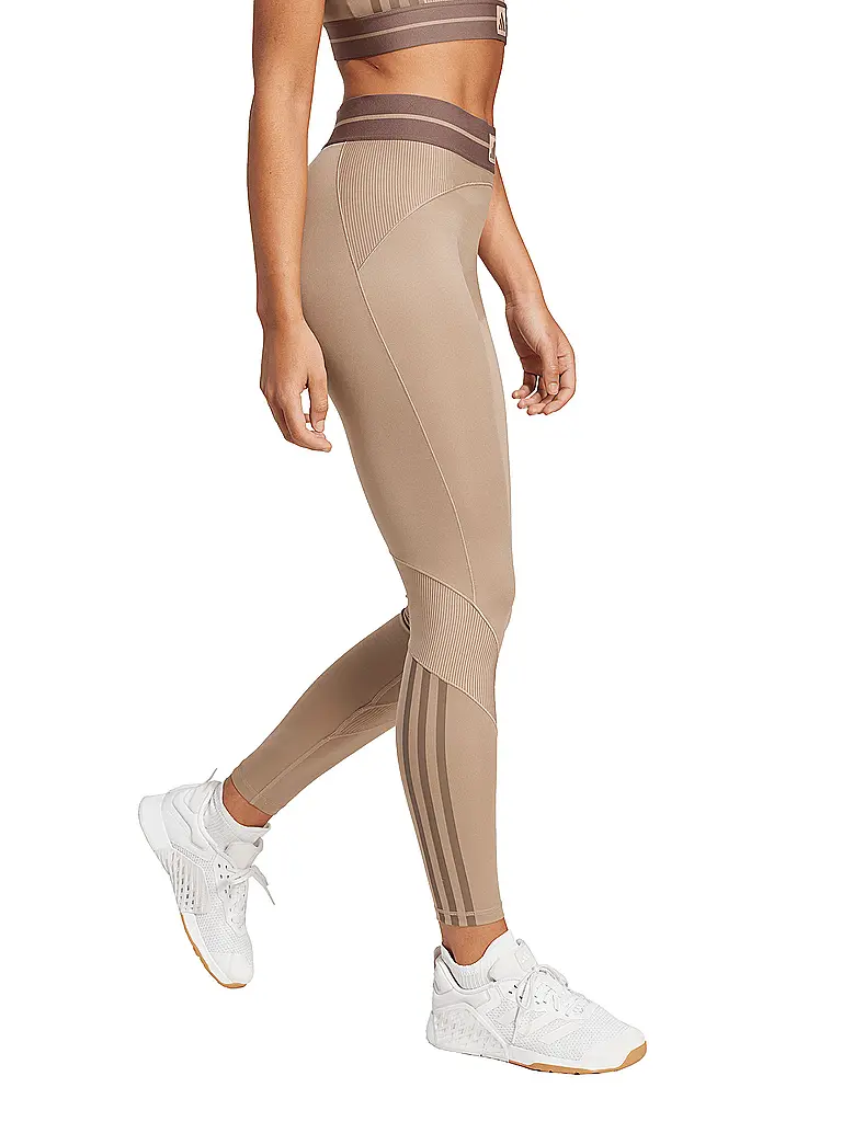 ADIDAS | Damen Fitnesstight Hyperglam Rib | Camel
