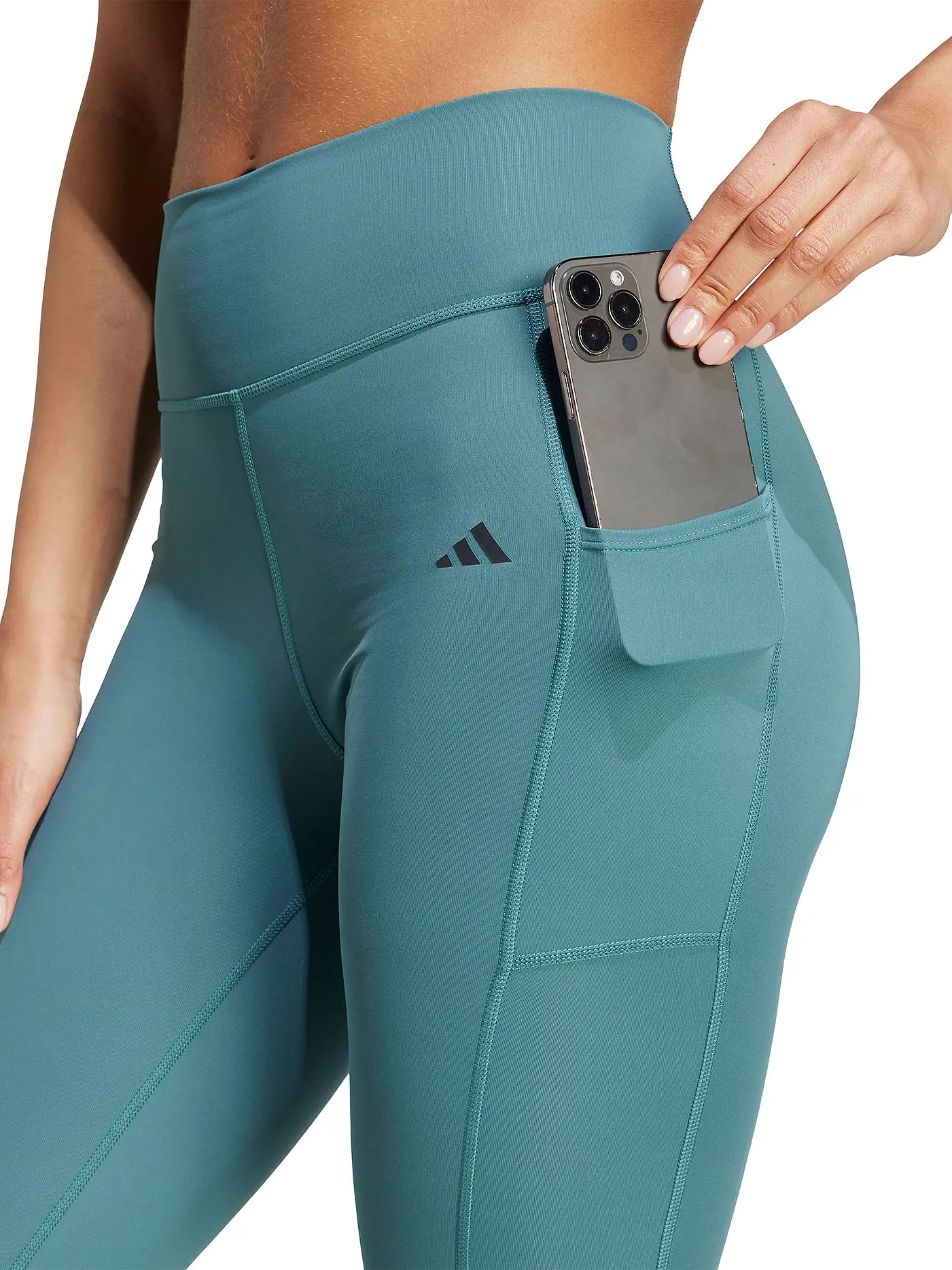 ADIDAS | Damen Fitnesstight Optime Stash 7/8 | petrol