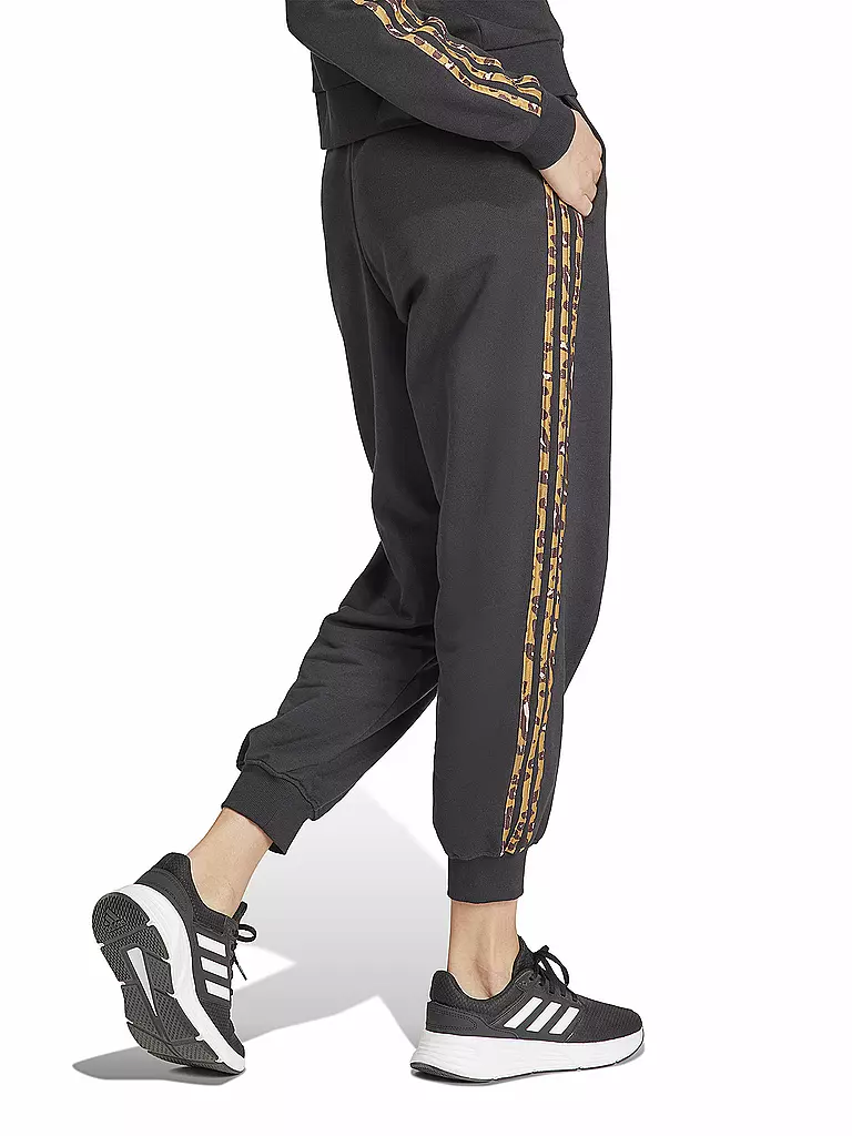 ADIDAS | Damen Jogginghose Essentials 3-Streifen Animal-Print 7/8 | schwarz