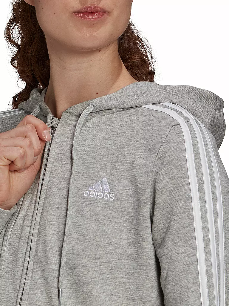 ADIDAS | Damen Kapuzenjacke 3-Streifen | grau