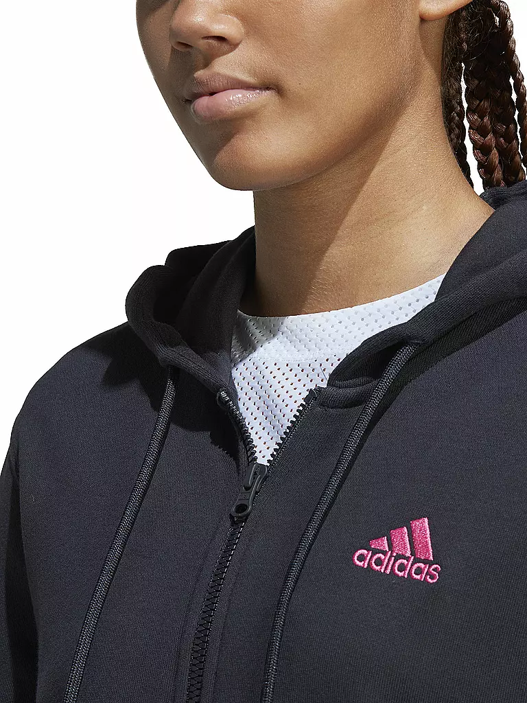 ADIDAS | Damen Kapuzenjacke Essentials Linear French Terry | schwarz