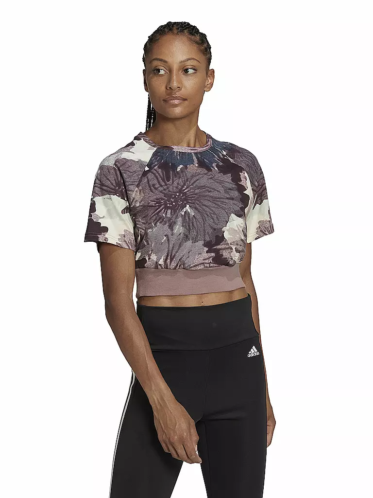 ADIDAS | Damen T-Shirt Allover Print Cropped | beere