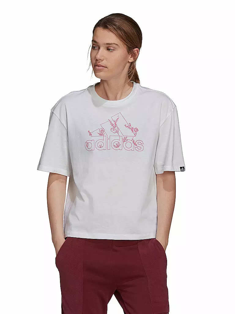 ADIDAS | Damen T-Shirt Blumenlogo | weiss