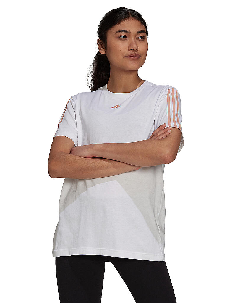 ADIDAS | Damen T-Shirt Essentials Boyfriend 3-Streifen | weiß