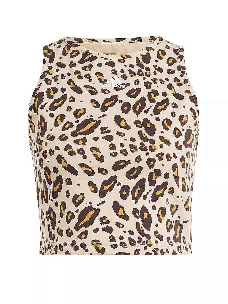 ADIDAS | Damen Tank Essentials Animal-Print Crop | camel