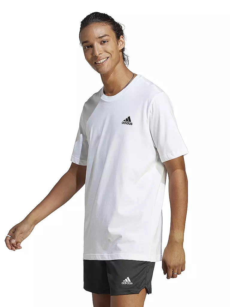 ADIDAS | Herren T-Shirt Essentials Single Jersey Embroidered Small Logo  | weiss