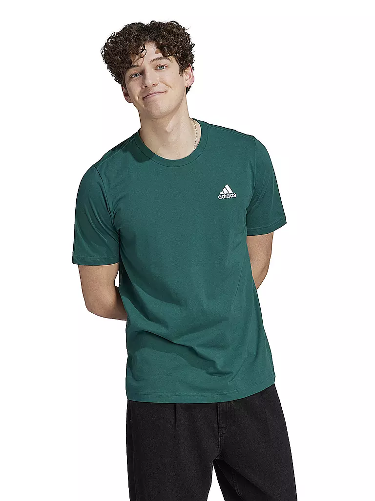 ADIDAS | Herren T-Shirt Essentials Single Jersey Embroidered Small Logo | dunkelgrün