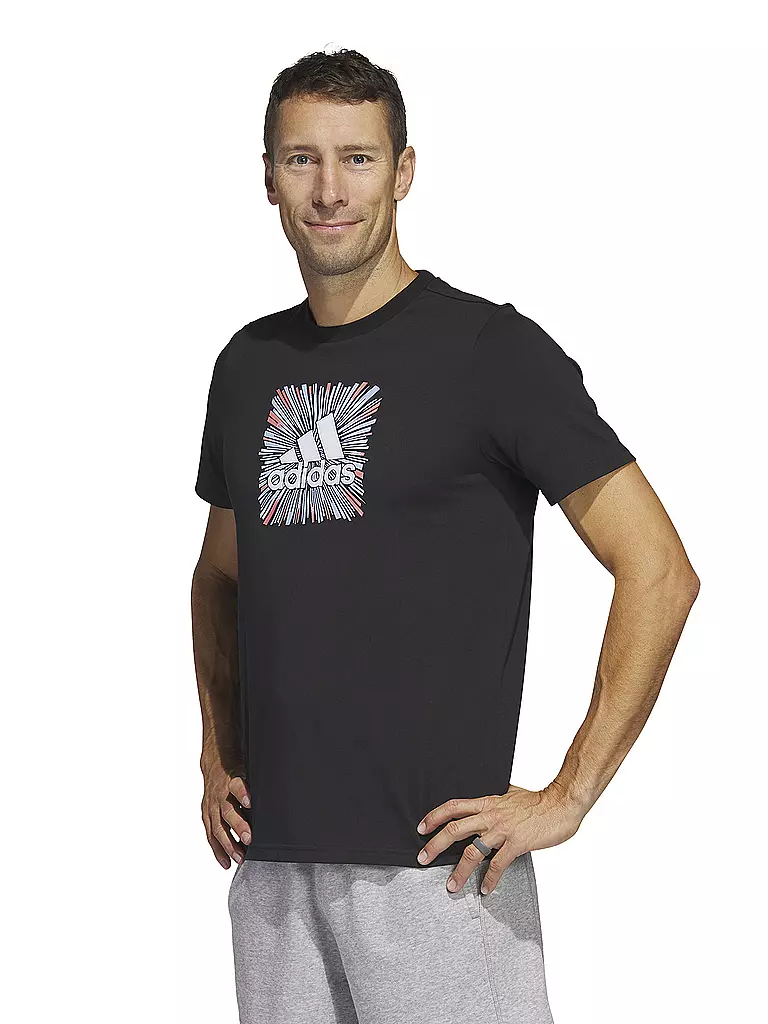 ADIDAS | Herren T-Shirt Sport Optimist Sun Logo Sportswear Graphic | schwarz