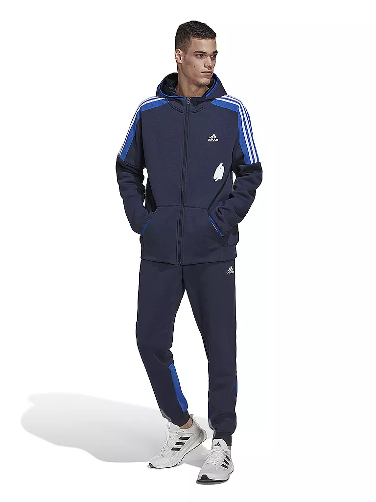 Trainingsanzug ADIDAS dunkelblau Fleece Colorblock Herren