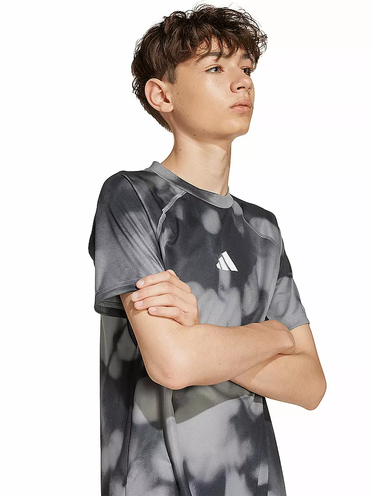 ADIDAS | Jungen Fitnessshirt Allover-Grafik | grau