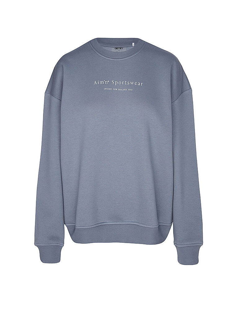 AIM'N Sweater Rundhals Langarm Gerippte Baumwolle-Polyester Dunkelblau