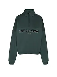 AIM'N | Damen Sweater Varsity mit Zip | Dunkelgrün
