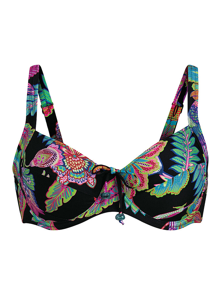 Anita Bikinioberteil Orchideen-Print verstellbare Träger Schwarz