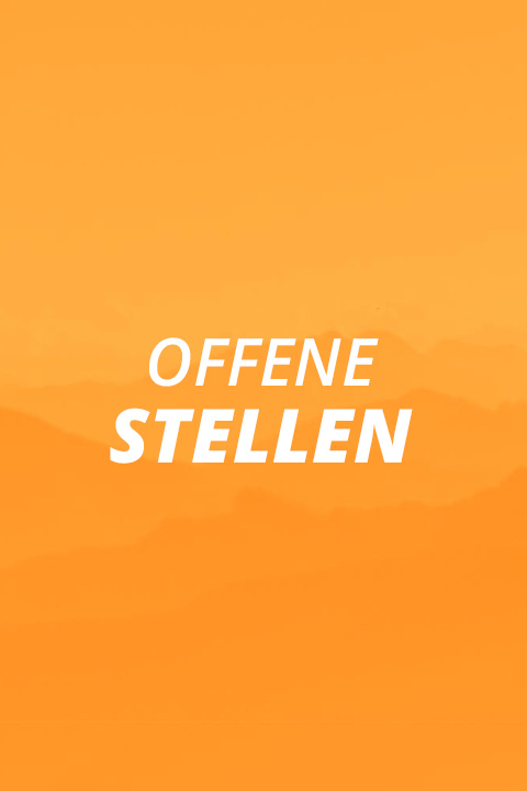 Der Text "OFFENE STELLEN" in weißen Großbuchstaben steht mittig auf einem orangefarbenen Hintergrund mit einem subtilen Farbverlauf und einem abstrakten Wellenmuster.