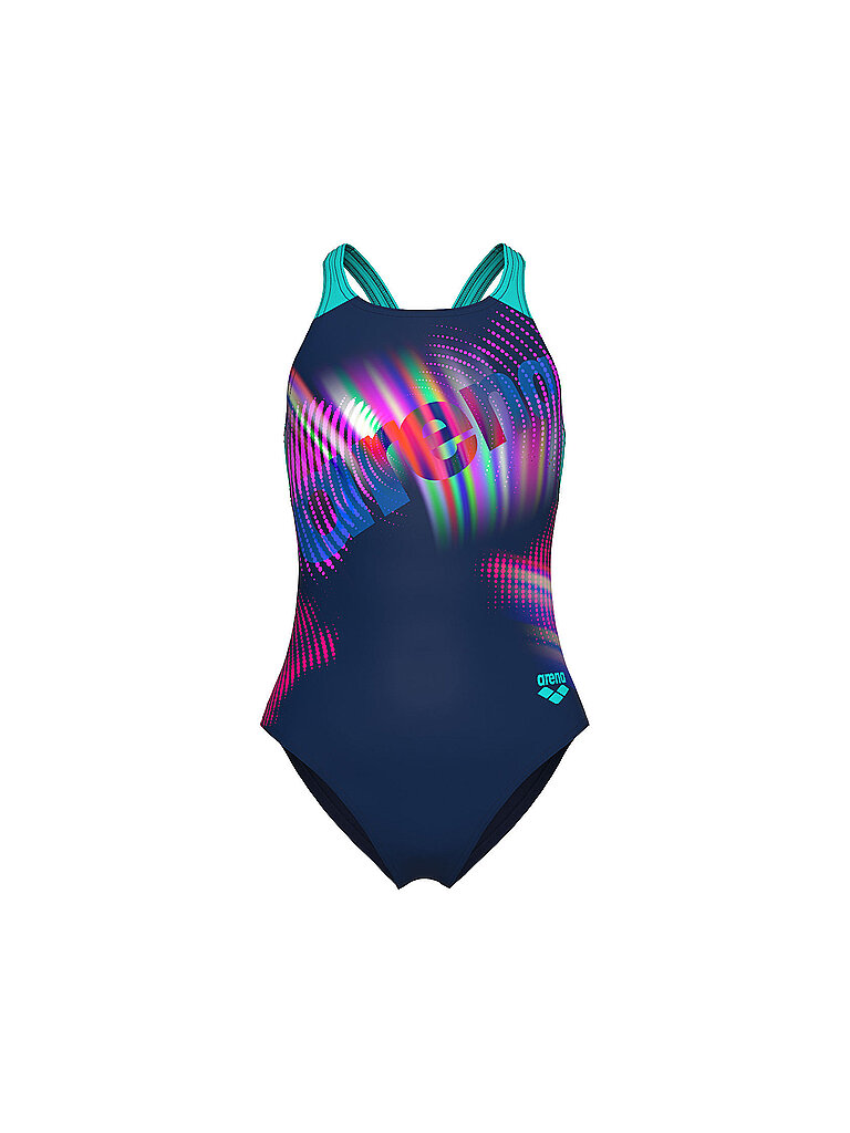 Arena Badeanzug Logo Kaleidoscope Print Dunkelblau
