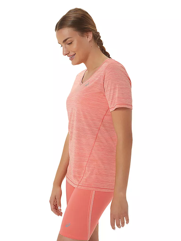 ASICS | Damen Laufshirt Race V-Neck SS Top | koralle