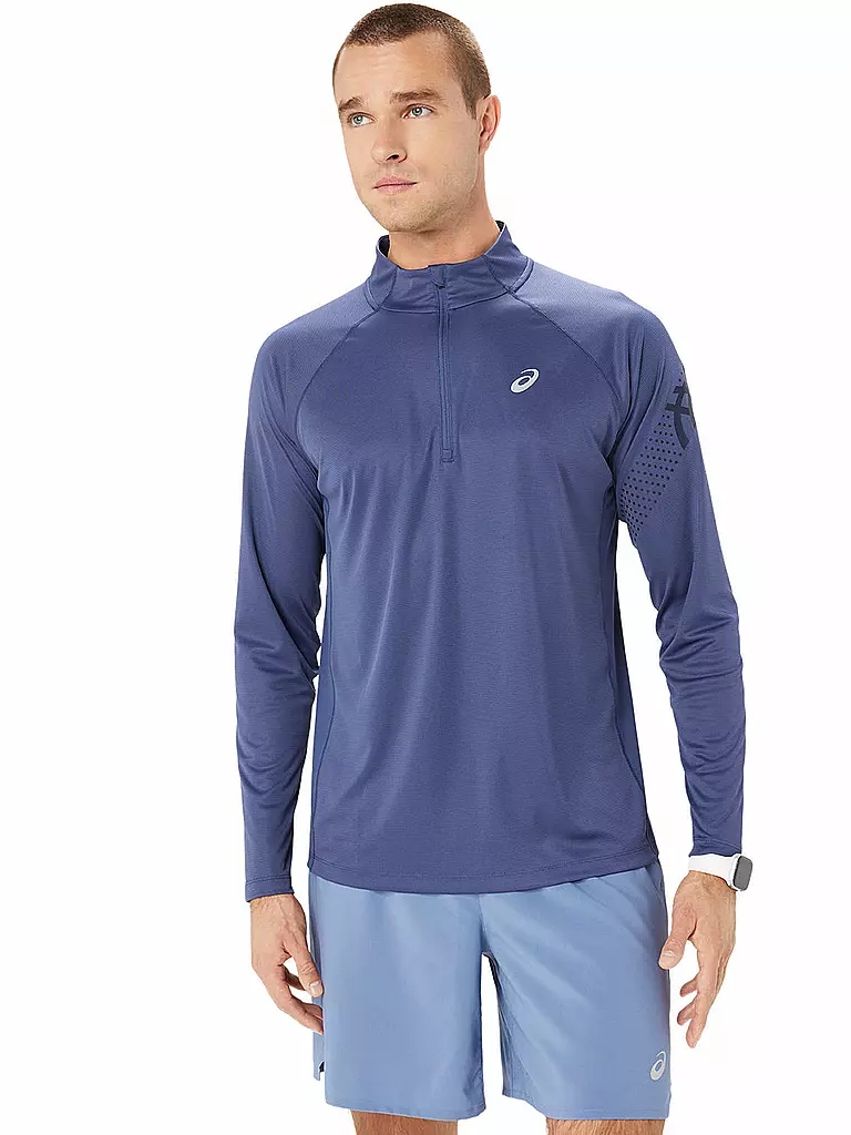 ASICS | Herren Laufshirt Icon LS 1/2 Zip | blau