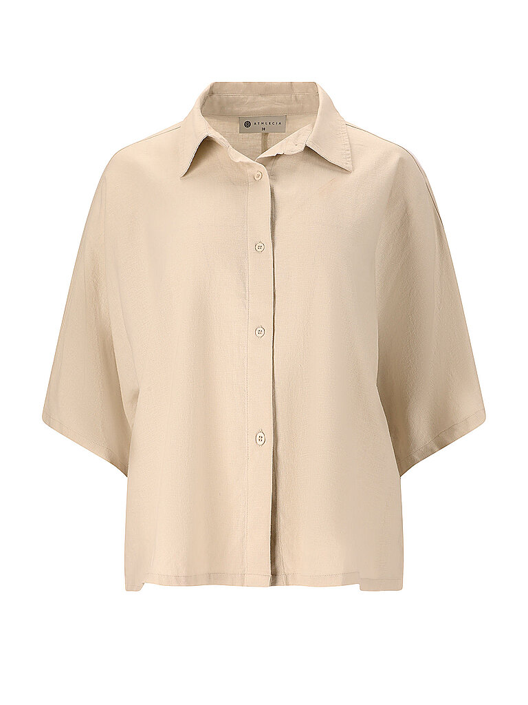ATHLECIA Bluse Resort Leinen-Viskose Hemdkragen Creme