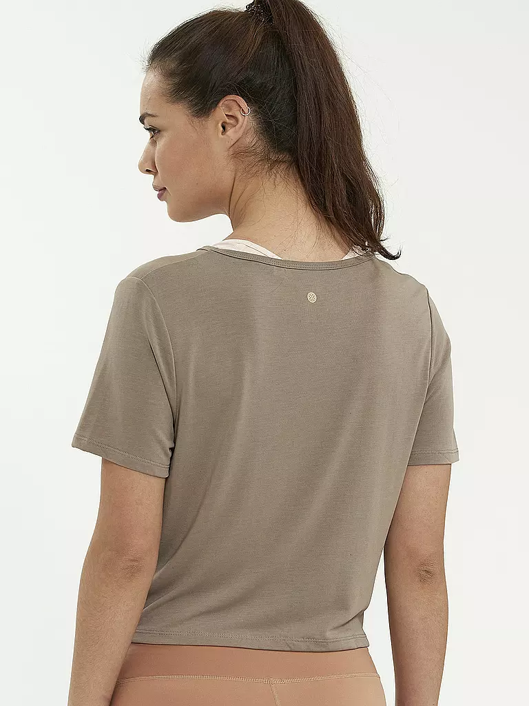 ATHLECIA | Damen Fitnessshirt Diamy Cropped Tee | braun