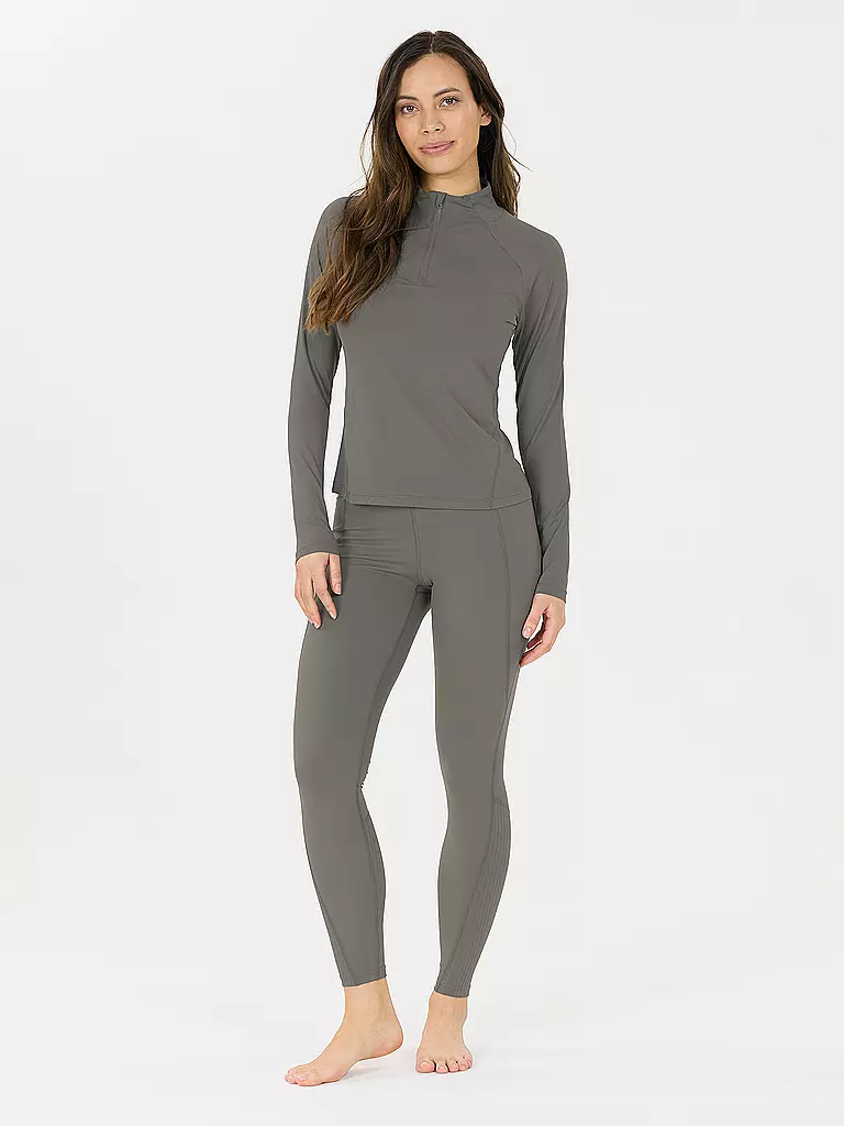 ATHLECIA | Damen Fitnessshirt Grina 1/2 Zip | olive