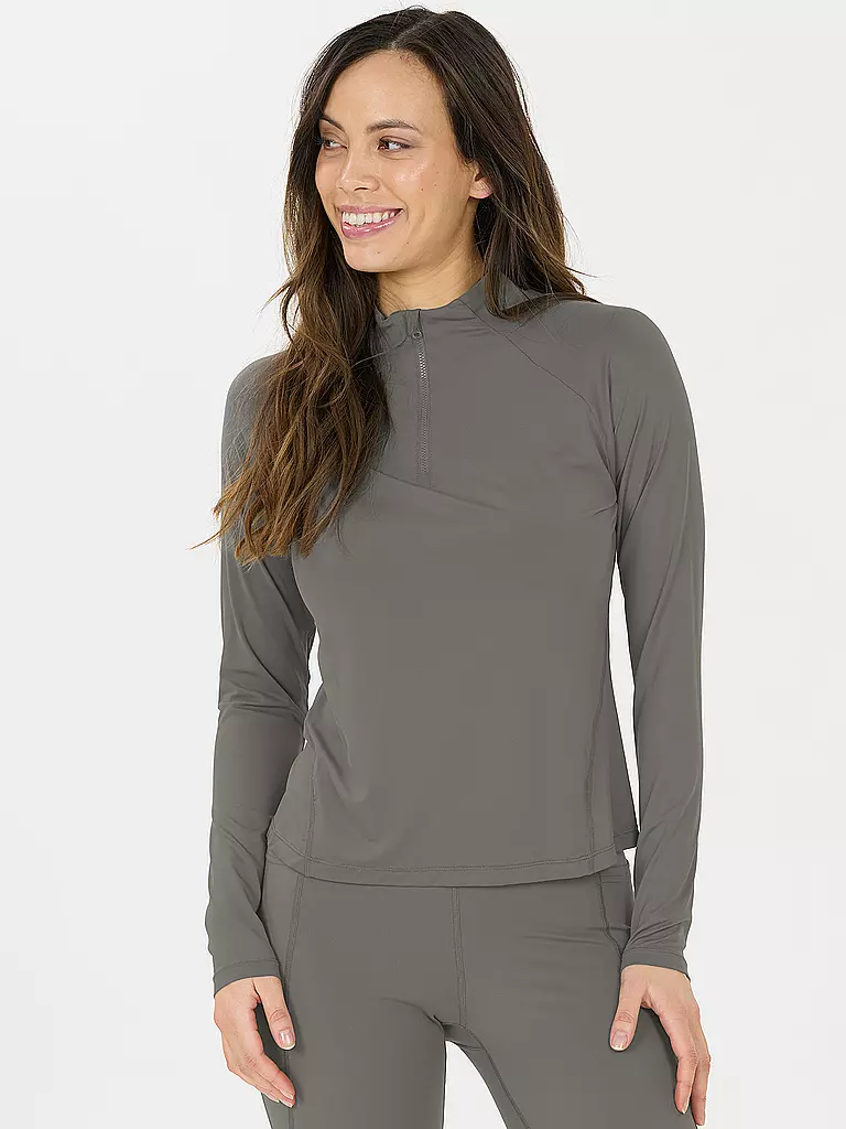 ATHLECIA | Damen Fitnessshirt Grina 1/2 Zip | olive