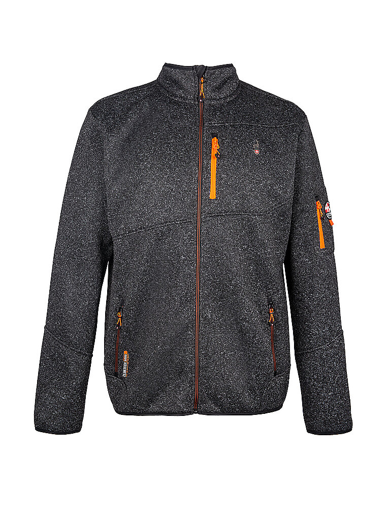 AULP Fleecejacke Melierter Strick Schwarz