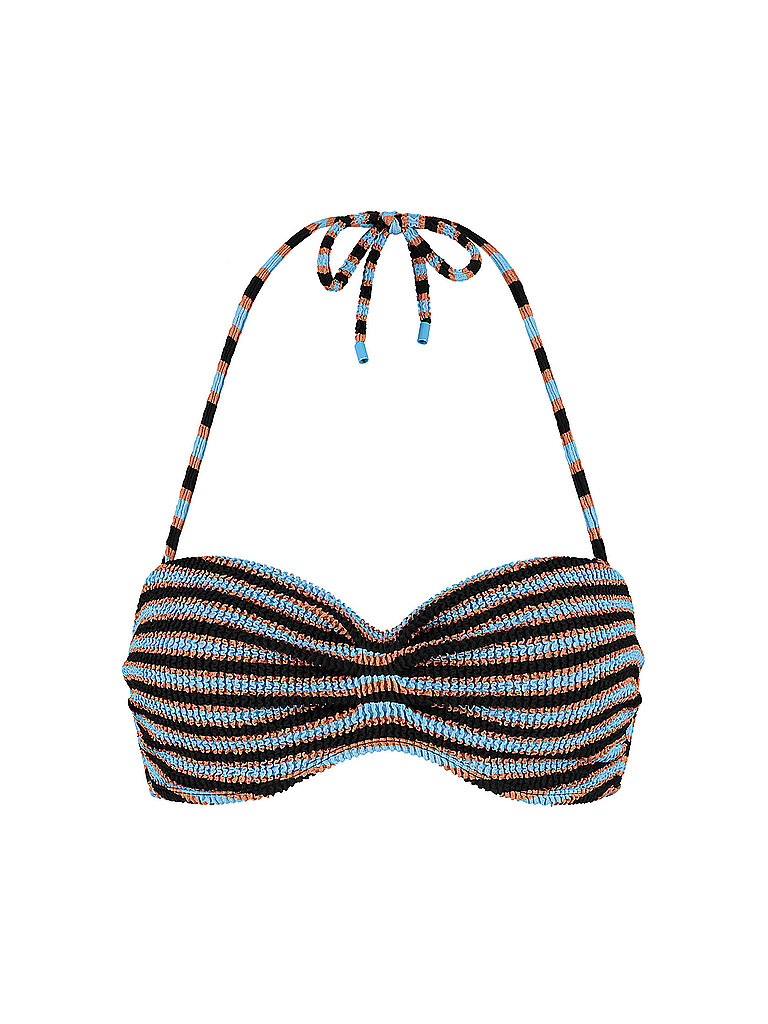 BEACHLIFE Bikinioberteil Bandeau Vorgeformte Körbchen Gerippter Blau