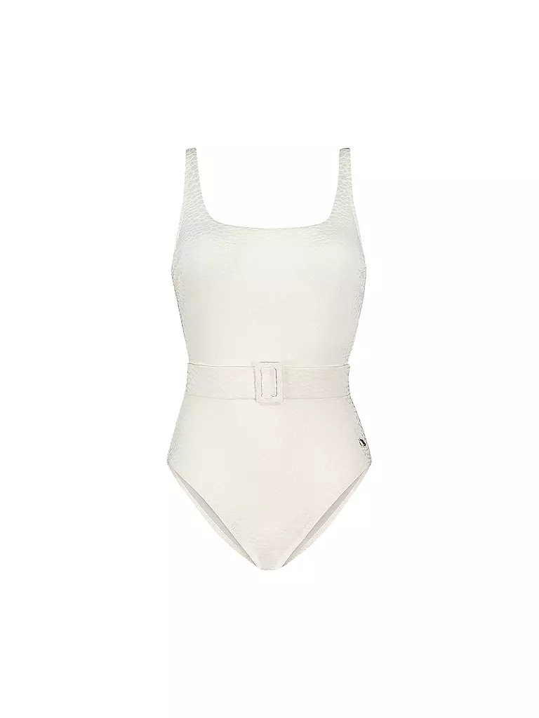 BEACHLIFE | Damen Badeanzug Cloud Dancer Schnalle | weiss