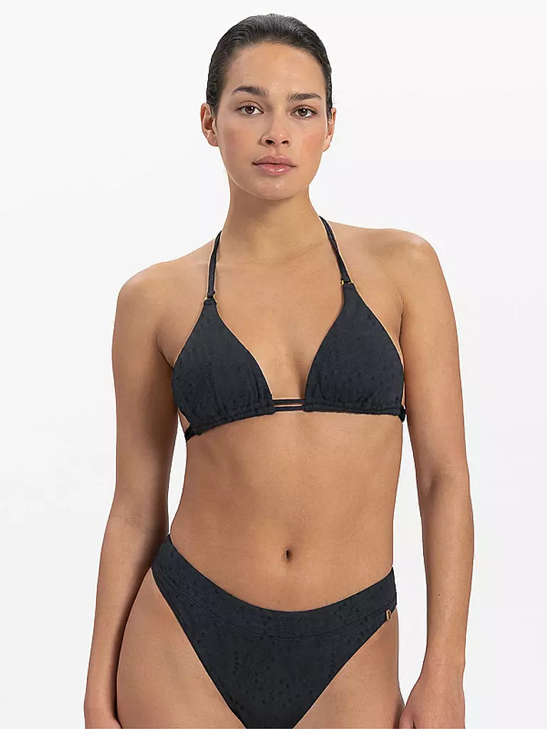 BEACHLIFE | Damen Bikinioberteil Black Embroidery | schwarz