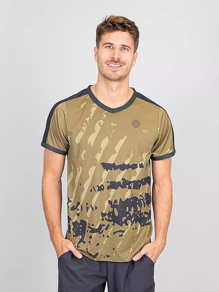 BIDI BADU | Herren Tennisshirt Pure Wild V-Neck Tee | olive