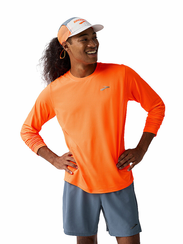 Brooks Shirt Long Sleeve Stretch Orange