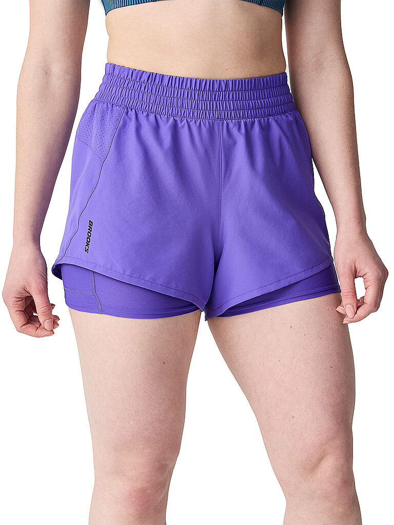 Brooks Short 2-In-1 Atmungsaktiv Innenhose Staumöglichkeiten Lila