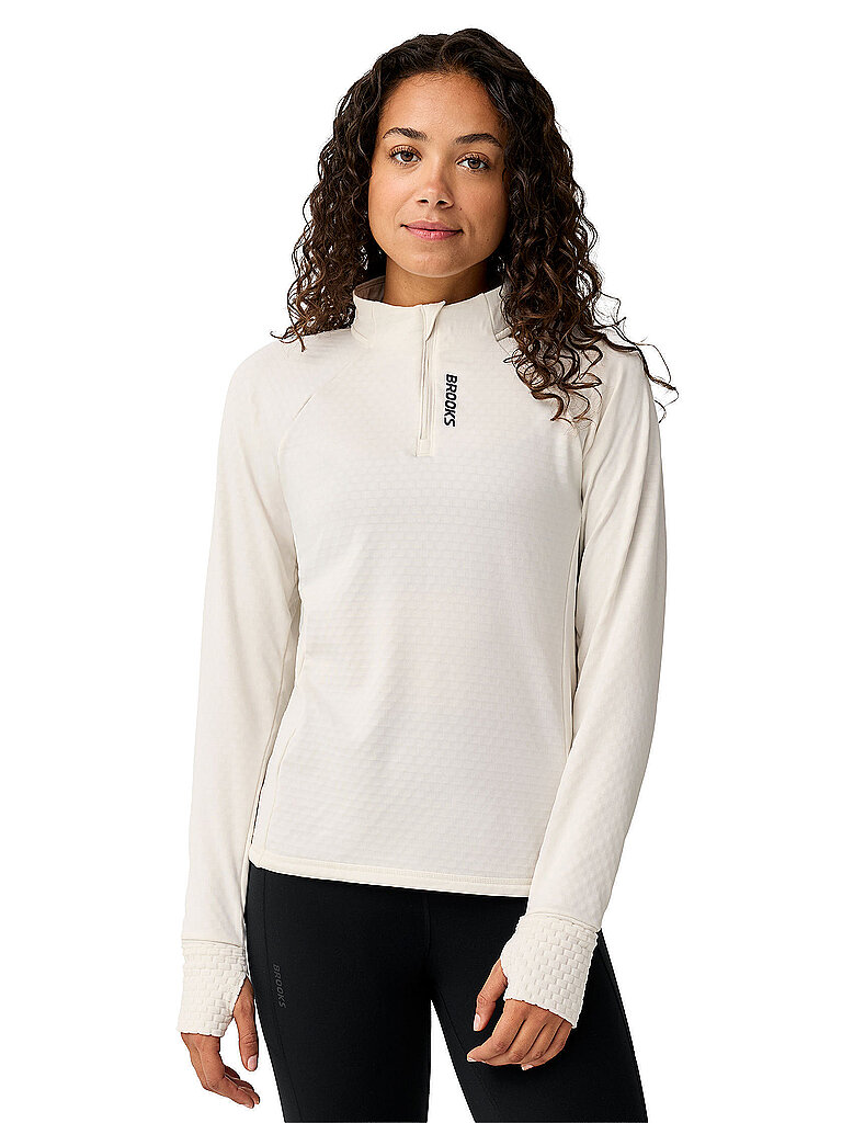 BROOKS Damen Laufshirt Momentum Thermal 1/4 Zip creme | L