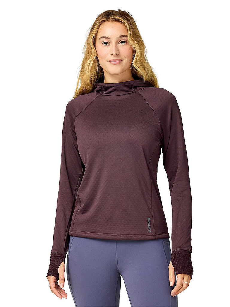 BROOKS Damen Laufhoodie Momentum Thermal dunkelrot | XS