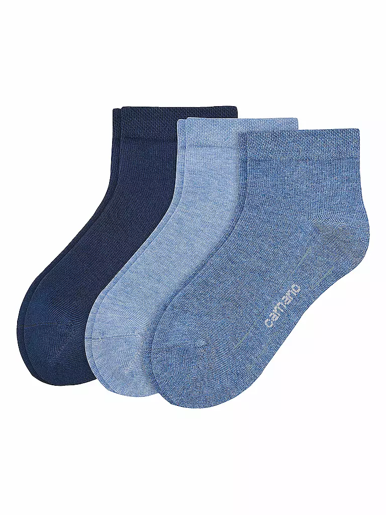 CAMANO | Kinder Kurzsocken CA-Soft Quarter 3er Pkg. | blau