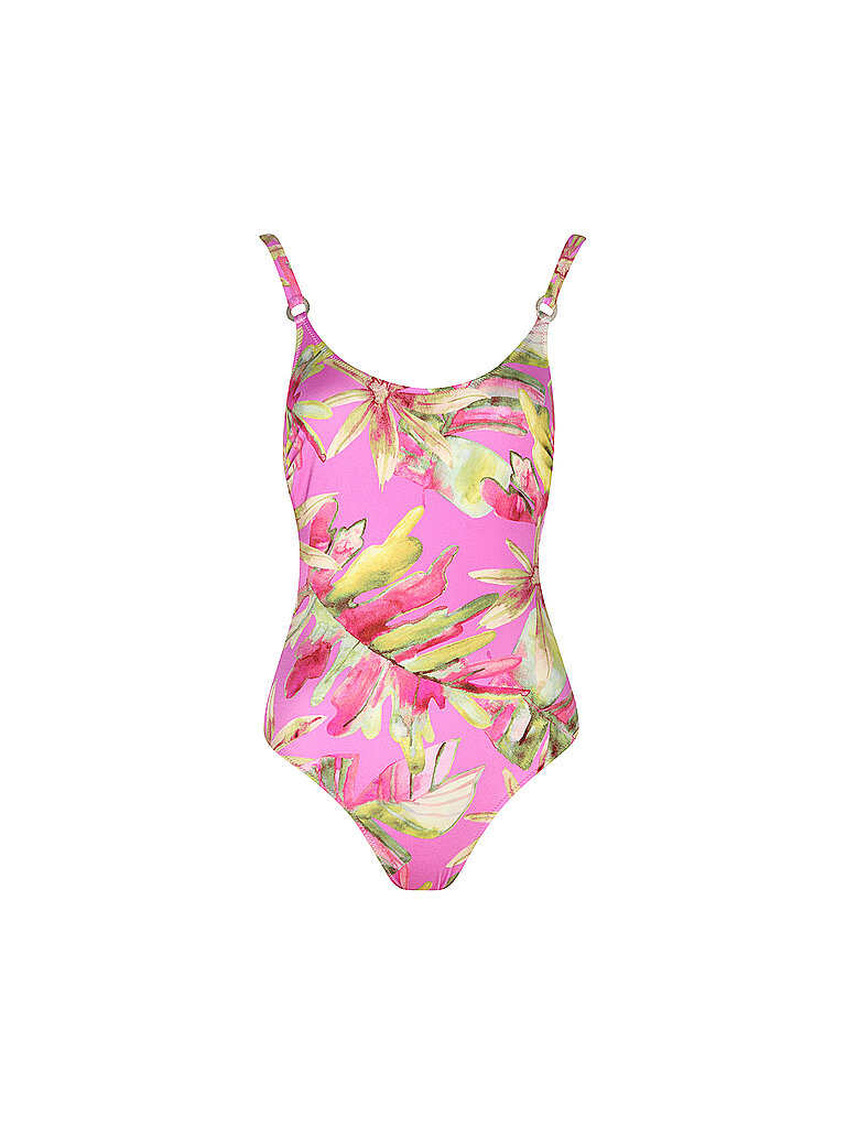 CHARMLINE Badeanzug Rundhalsausschnitt Floral Polyamid-Esasthan Pink