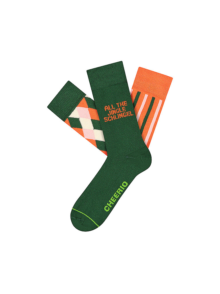 CHEERIO Freizeitsocken Christmas All the Jingle Schlingels 3er Pack grün | 41-46