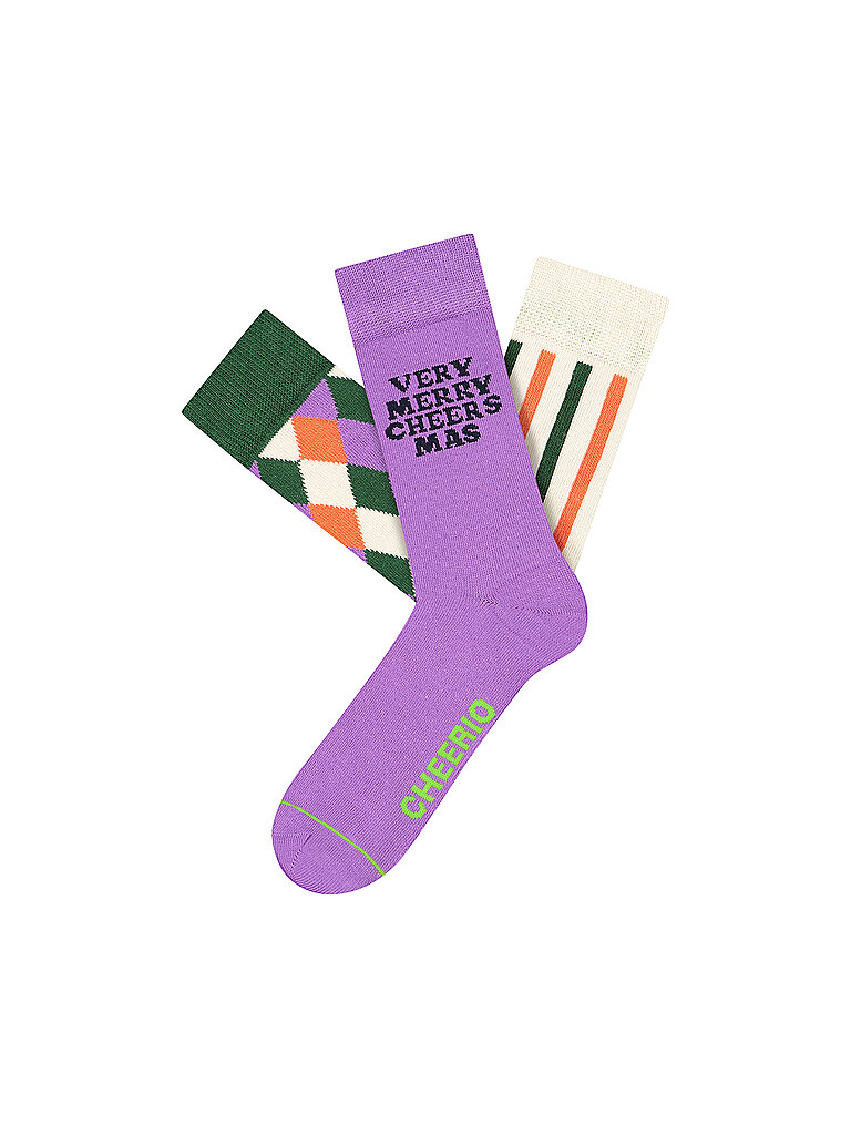 CHEERIO Freizeitsocken Christmas Merry in Style 3er Pack lila | 41-46