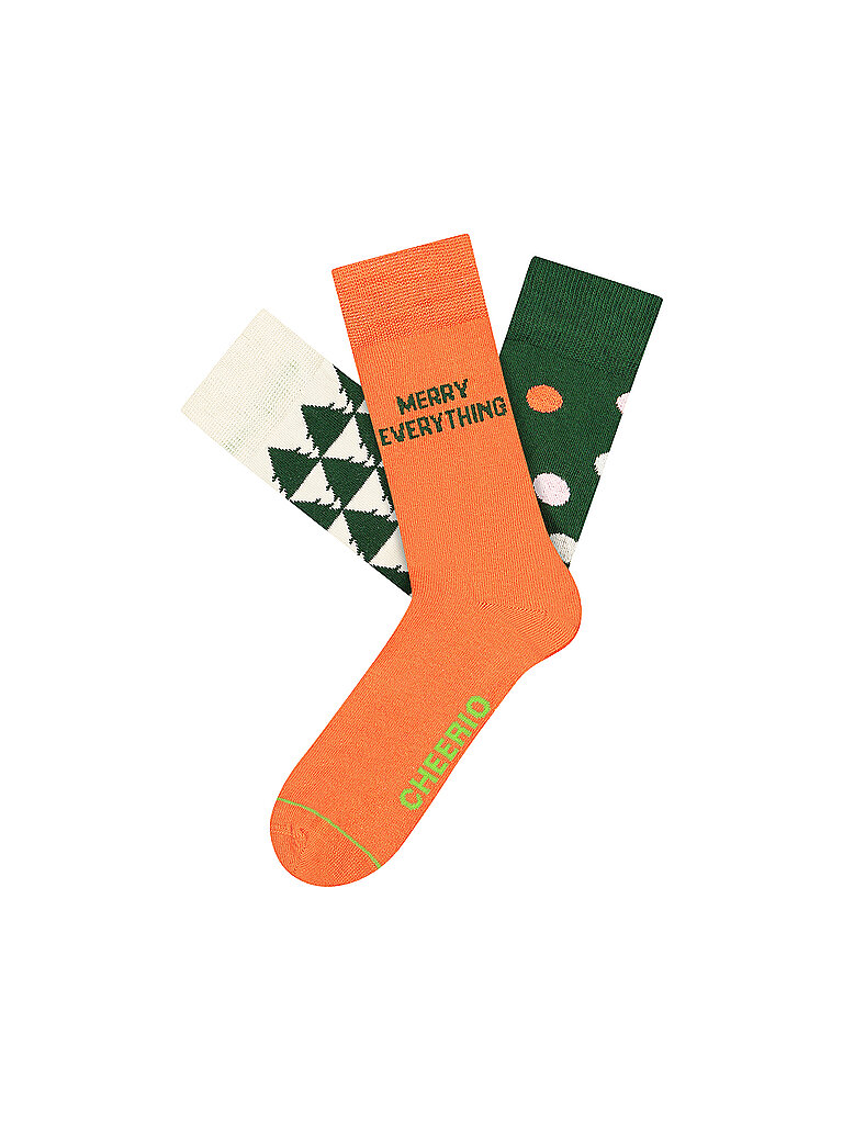 CHEERIO Freizeitsocken Christmas Trees & Balls 3er Pack orange | 41-46