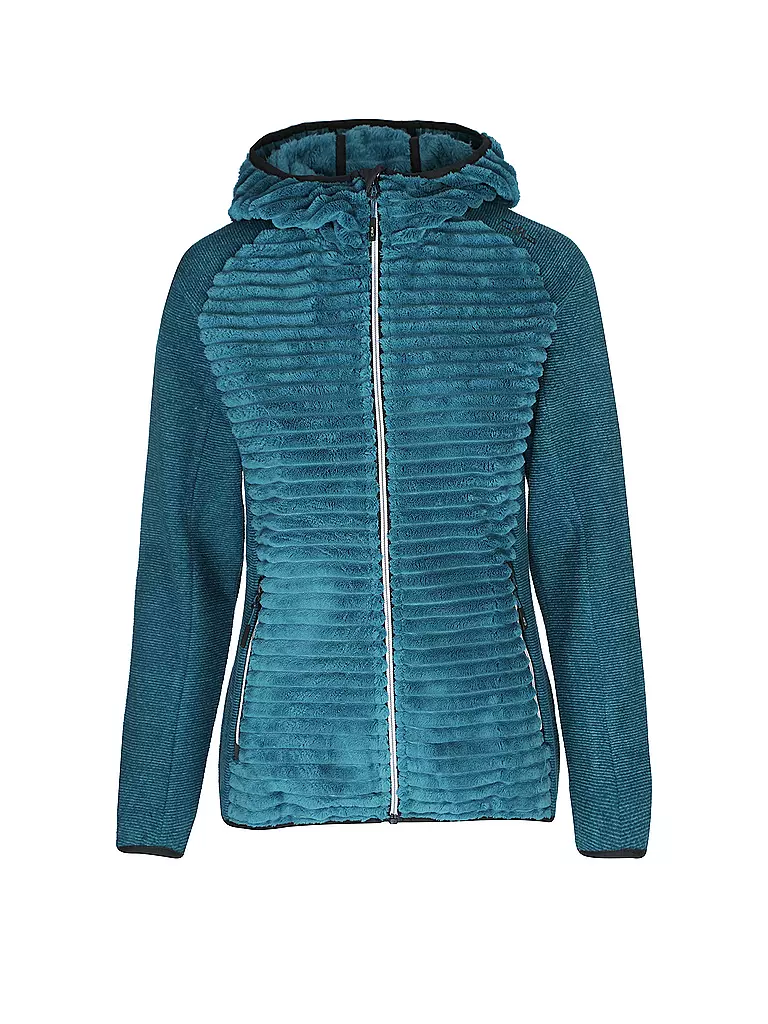 CMP | Damen Hybridjacke mit Highloft-Fleece und Knit-Tech-Ärmeln | petrol