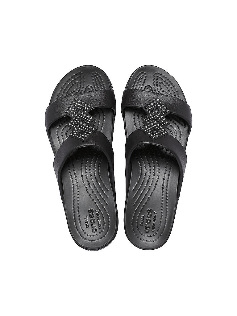 CROCS | Damen Badepantoffeln Crocs Monterey Shimmer Slip-On Wedge | schwarz