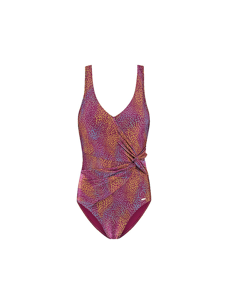 CYELL Badeanzug Gepolsterte Cups V-Ausschnitt Rückenausschnitt Polyamid-Esasthan Dunkelrot