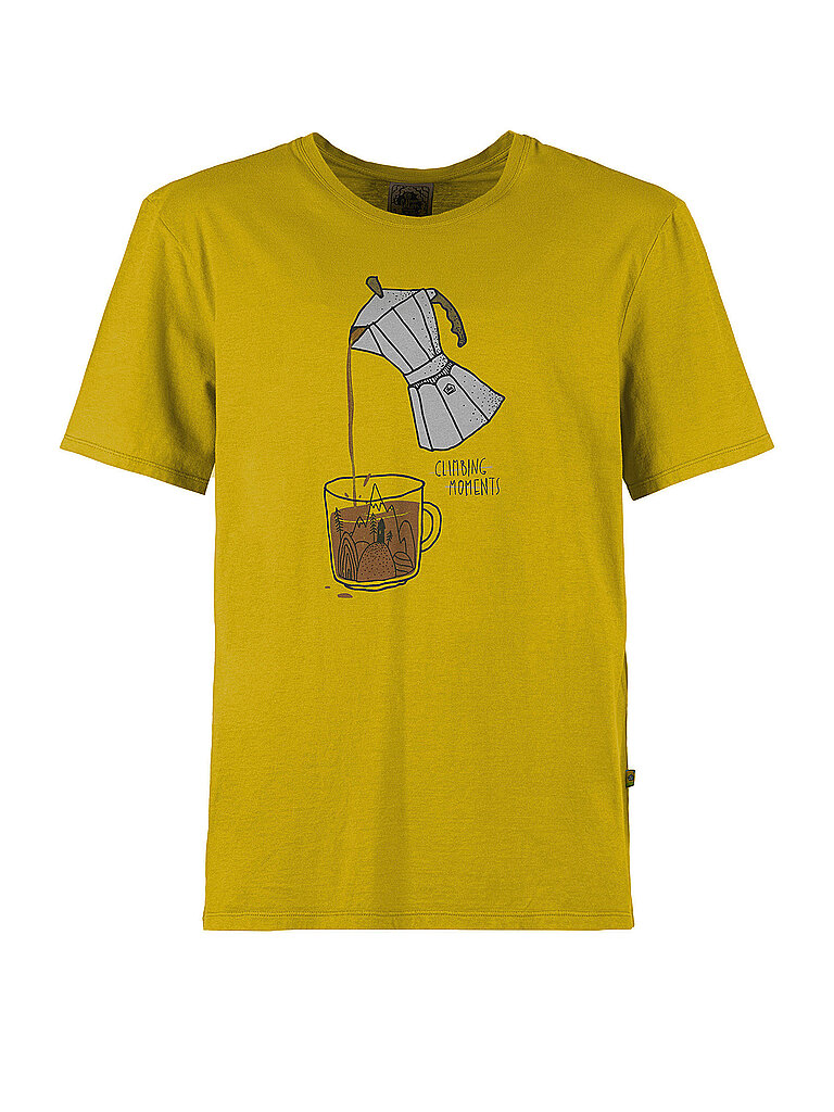 E9 Klettershirt Bio-Baumwolle Frontgrafik Senf
